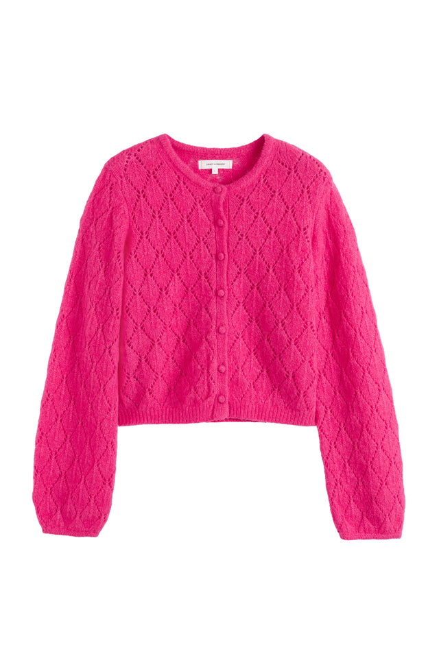 Raspberry Wool Fluffy Diamond Cardigan image 4