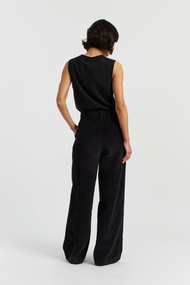 Black Cotton Corduroy Trousers image 3