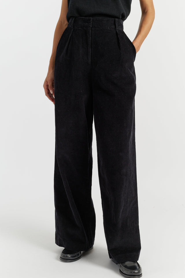 Black Cotton Corduroy Trousers image 2