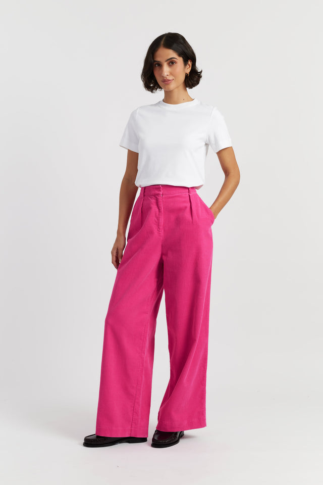 Hot-Pink Cotton Corduroy Trousers image 1