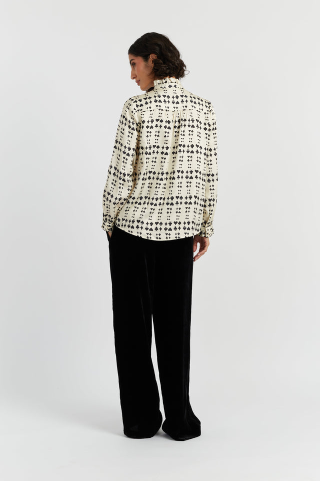 Cream Viscose Queen of Hearts Ruffle Shirt image 3