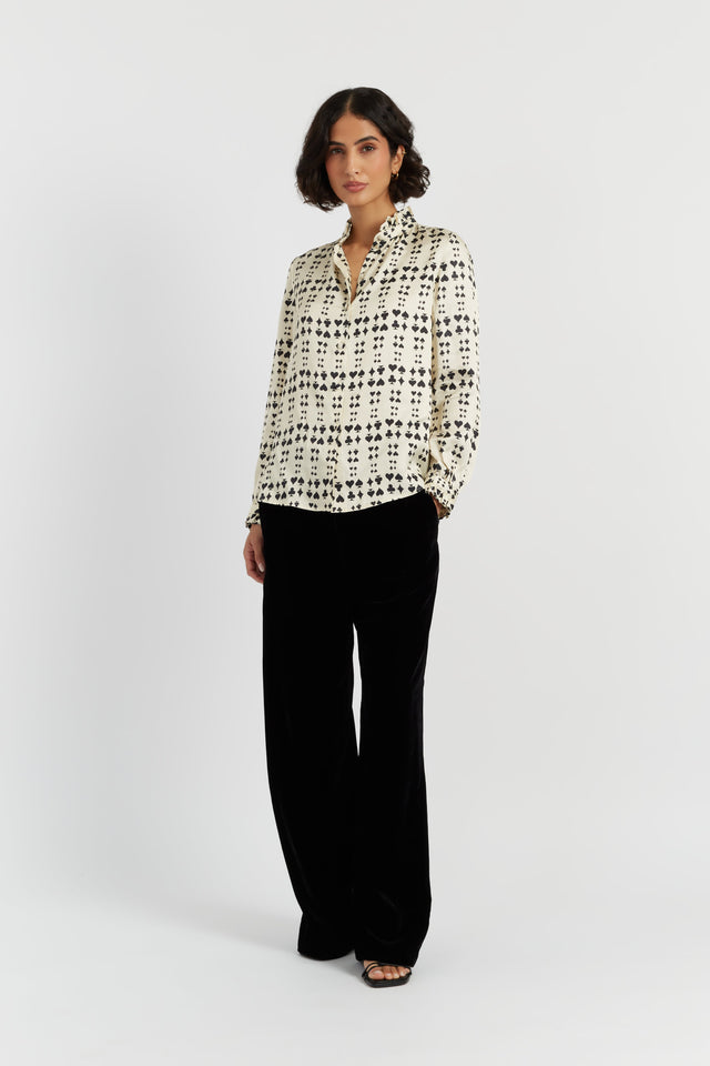 Cream Viscose Queen of Hearts Ruffle Shirt image 2