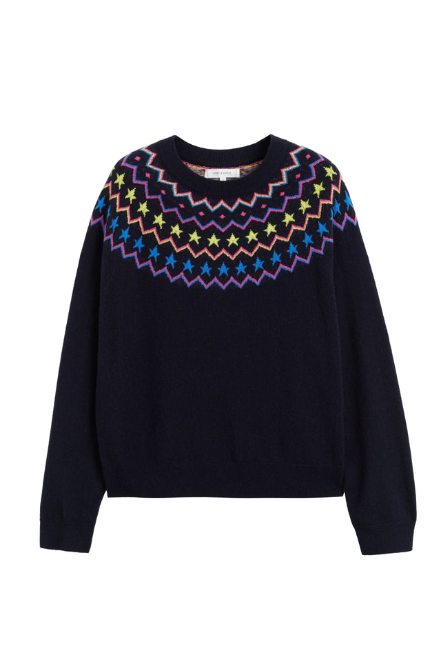 Navy Wool-Cashmere Star Yoke Sweater image 4