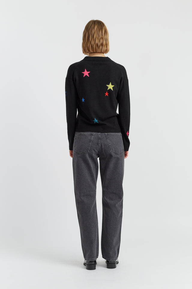 Black Wool-Cashmere Star Collared Sweater image 3