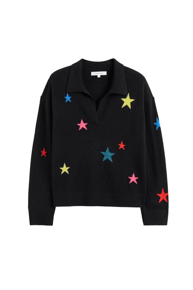 Black Wool-Cashmere Star Collared Sweater image 4