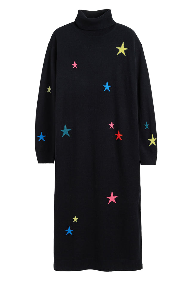 Black Wool-Cashmere Star Rollneck Dress image 2