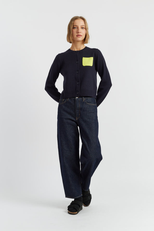 Navy Wool-Cashmere Pocket Cardigan image 5