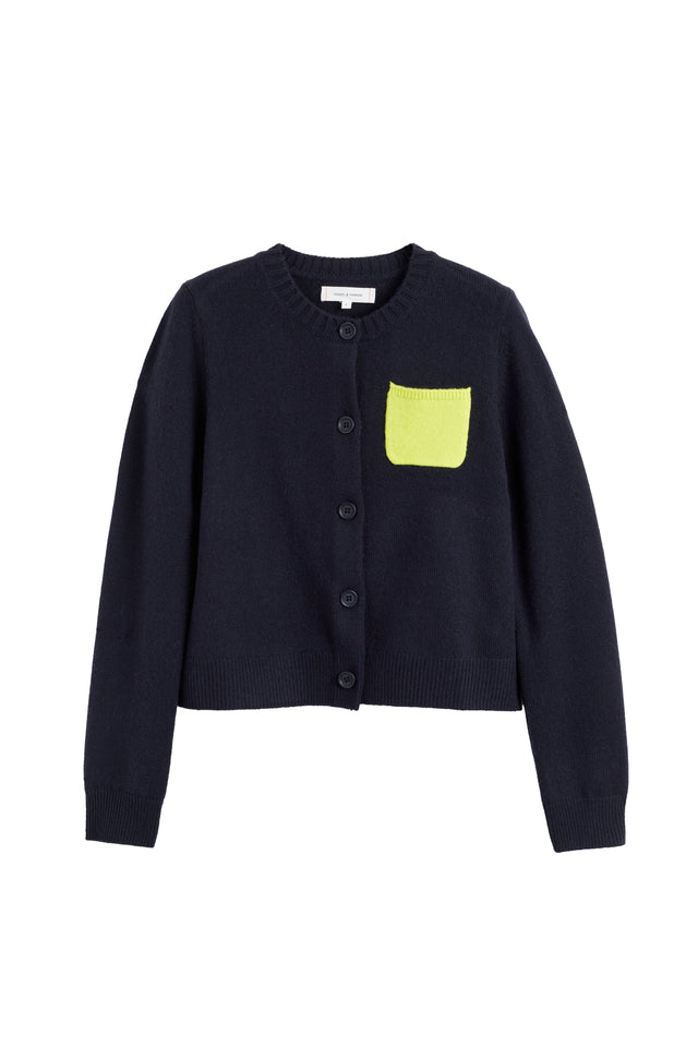 Navy Wool-Cashmere Pocket Cardigan image 6