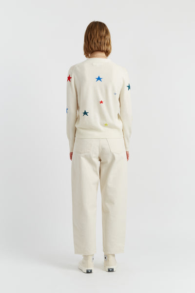 Cream Wool-Cashmere Star Cardigan