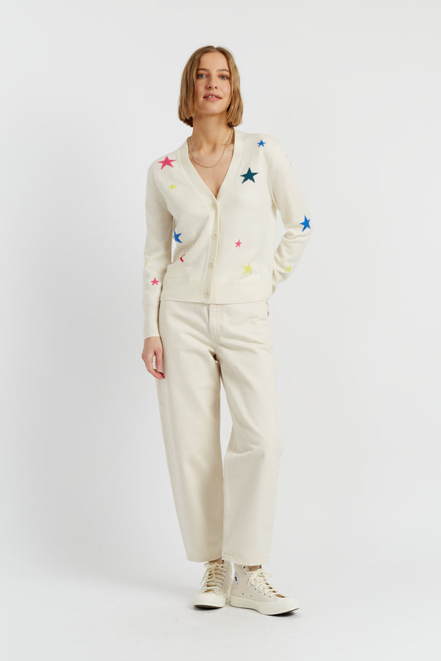 Cream Wool-Cashmere Star Cardigan image 2