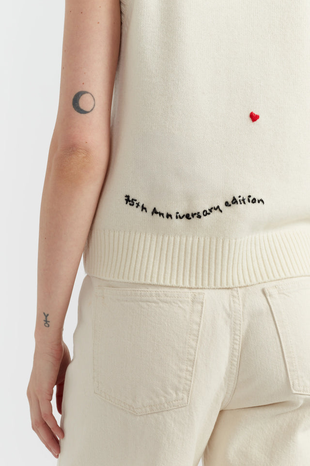 Cream Wool-Cashmere Snoopy Anniversary Tank image 2