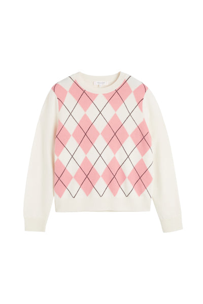 Salmon Wool-Cashmere Diamond Sweater