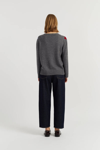 Multi Wool-Cashmere Snoopy Argyle Cardigan