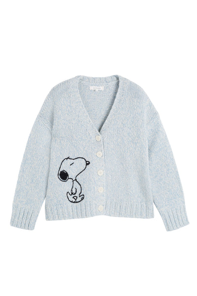 Blue Merino Snoopy Marl Cardigan