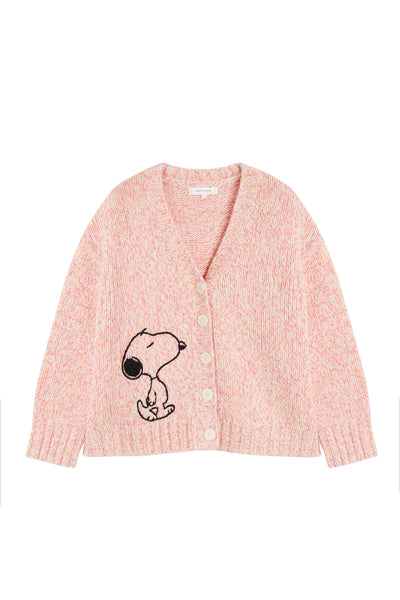 Pink Merino Snoopy Marl Cardigan