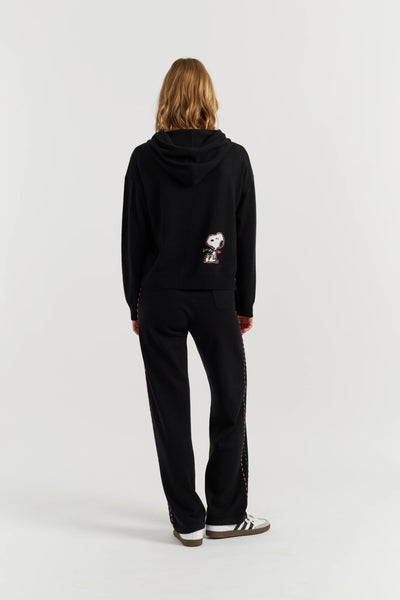 Black Wool-Cashmere Snoopy Hoodie