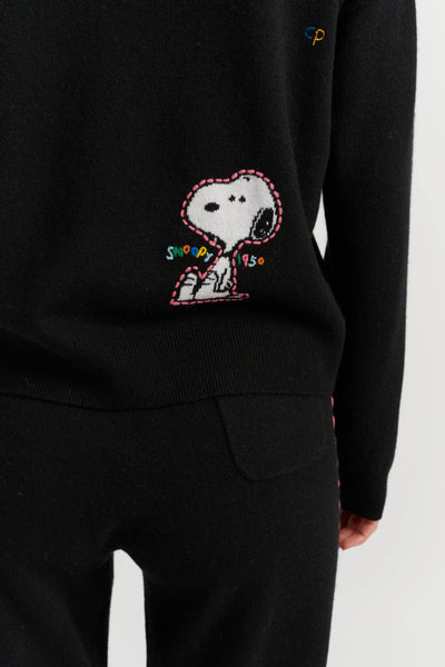 Black Wool-Cashmere Snoopy Hoodie