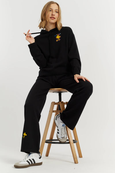 Black Wool-Cashmere Snoopy Hoodie