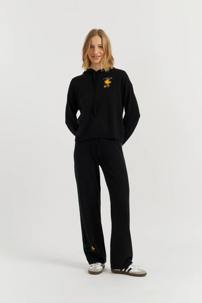 Black Wool-Cashmere Snoopy Hoodie