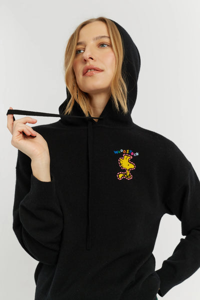 Black Wool-Cashmere Snoopy Hoodie