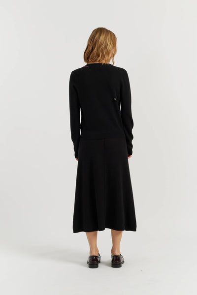 Black Wool-Cashmere Snoopy Pocket Cardigan