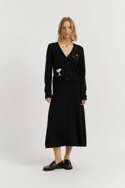 Black Wool-Cashmere Snoopy Pocket Cardigan