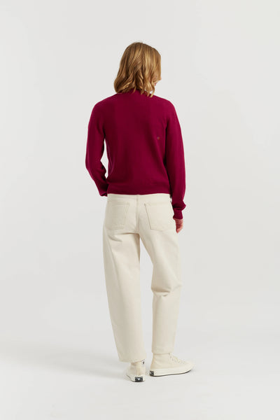 Cherry Wool-Cashmere Snoopy Pocket Cardigan