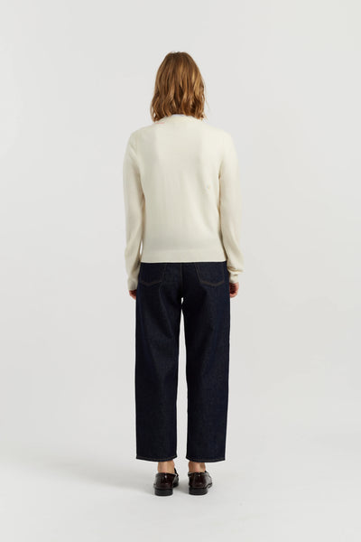Cream Wool-Cashmere Snoopy Pocket Cardigan