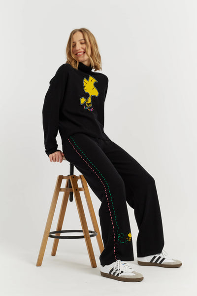 Black Wool-Cashmere Woodstock Roll Neck Sweater