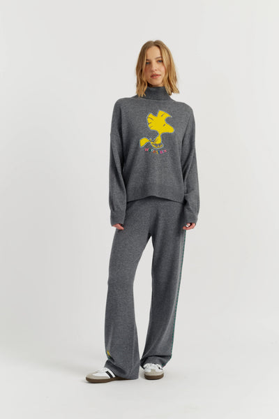 Grey Wool-Cashmere Woodstock Roll Neck Sweater