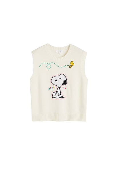Cream Wool-Cashmere Snoopy Tank