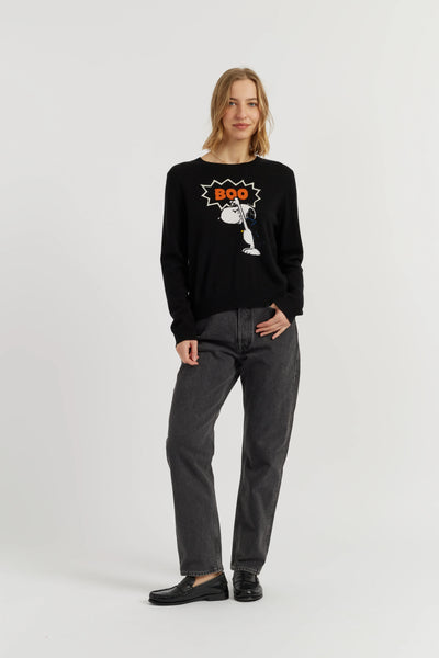 Black Wool-Cashmere Snoopy Boo Sweater