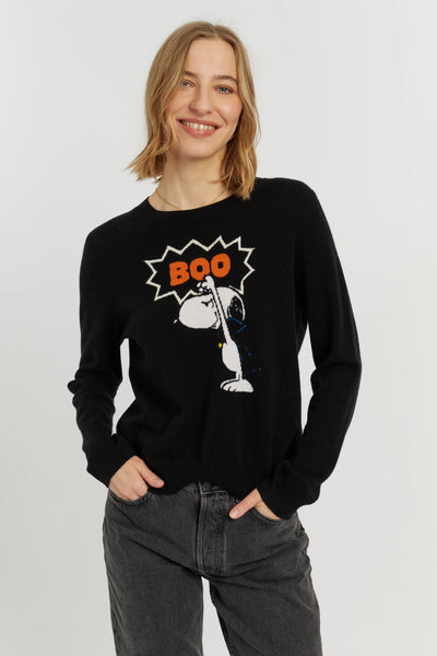 Black Wool-Cashmere Snoopy Boo Sweater