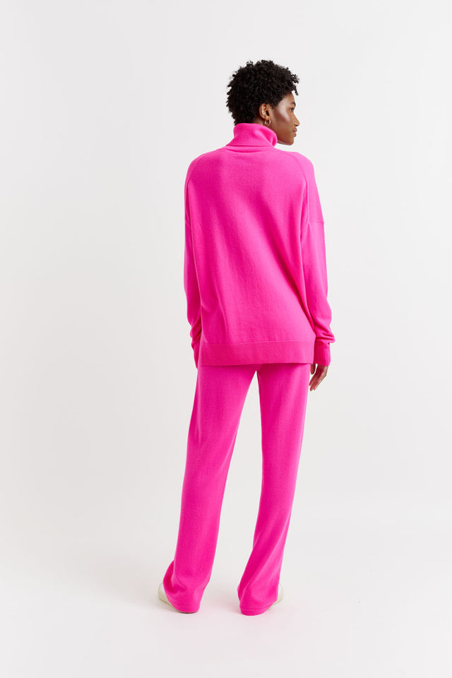 Fuchsia Wool-Cashmere Relaxed Rollneck Sweater image 3