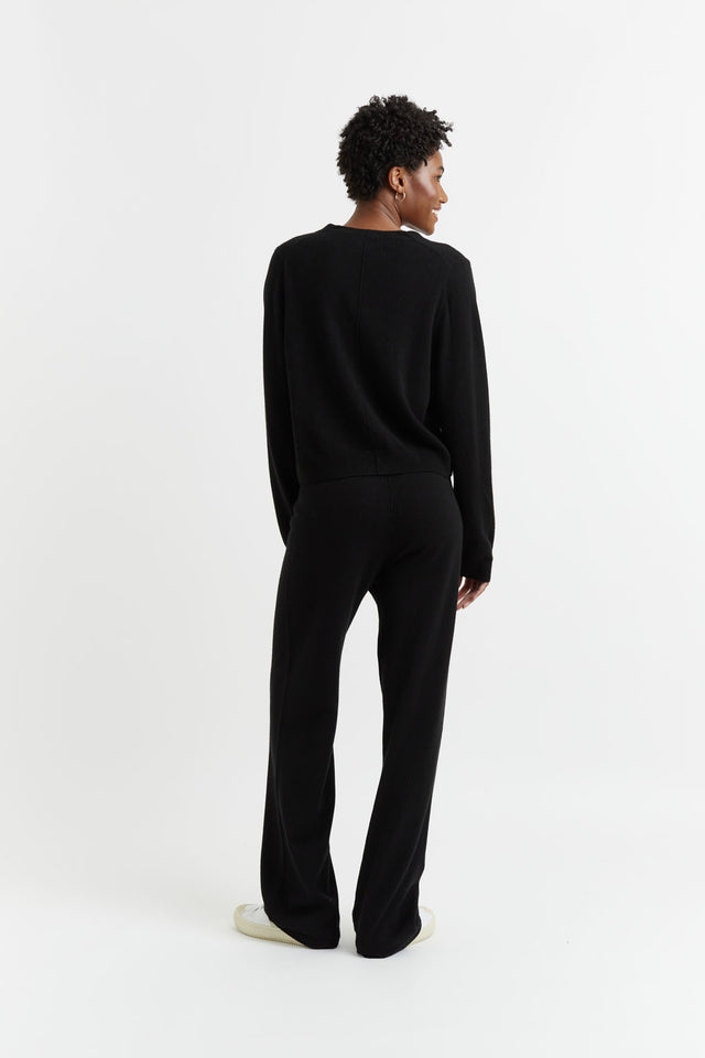 Black Wool-Cashmere Cropped Cardigan image 3