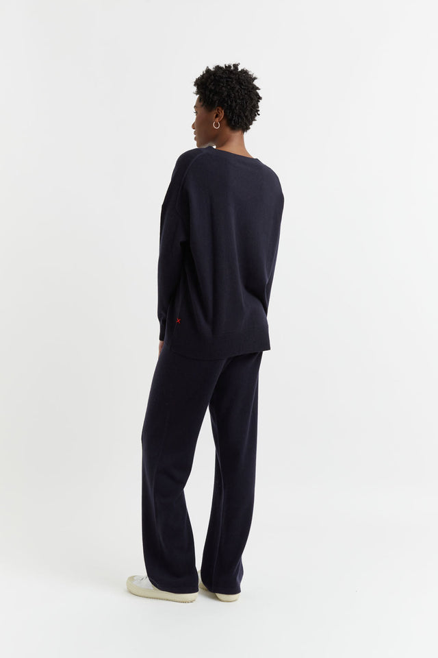 Navy Wool-Cashmere Slouchy Sweater image 3