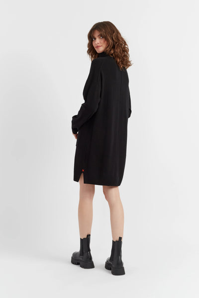 Black Wool-Cashmere Mini Rollneck Dress