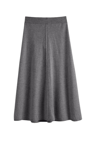 Grey Wool-Cashmere Midi Skirt