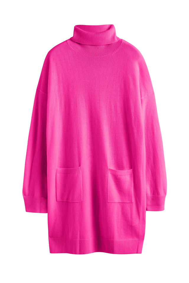 Fuchsia Wool-Cashmere Mini Rollneck Dress image 4
