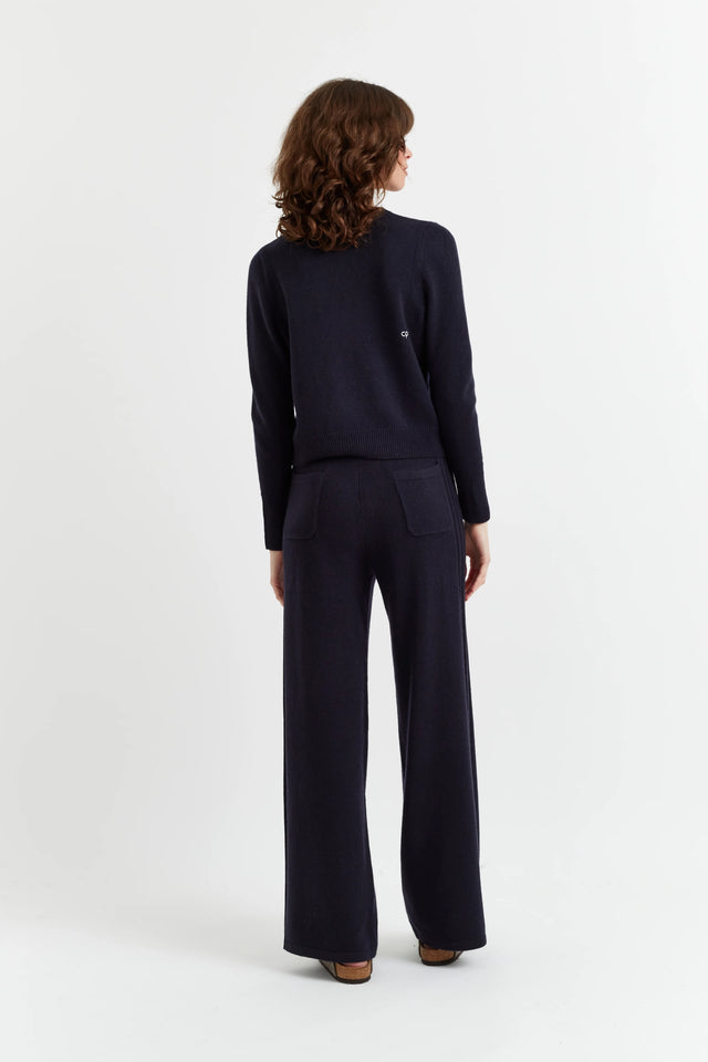 Navy Pure Cashmere Cropped Sweater image 2
