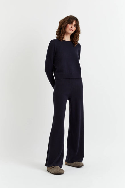 Navy Pure Cashmere Cropped Sweater