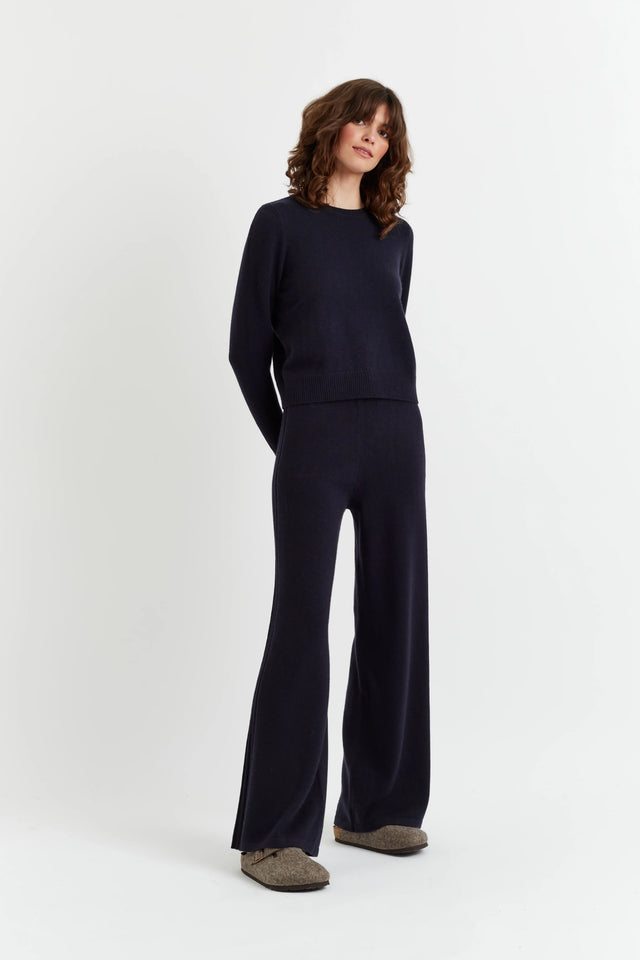 Navy Pure Cashmere Cropped Sweater image 1