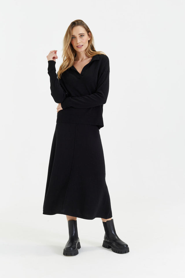 Black Wool-Cashmere Collared Sweater image 4