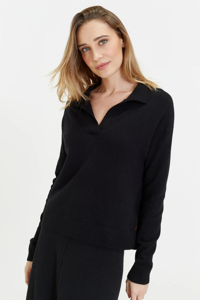 Black Wool-Cashmere Collared Sweater image 1