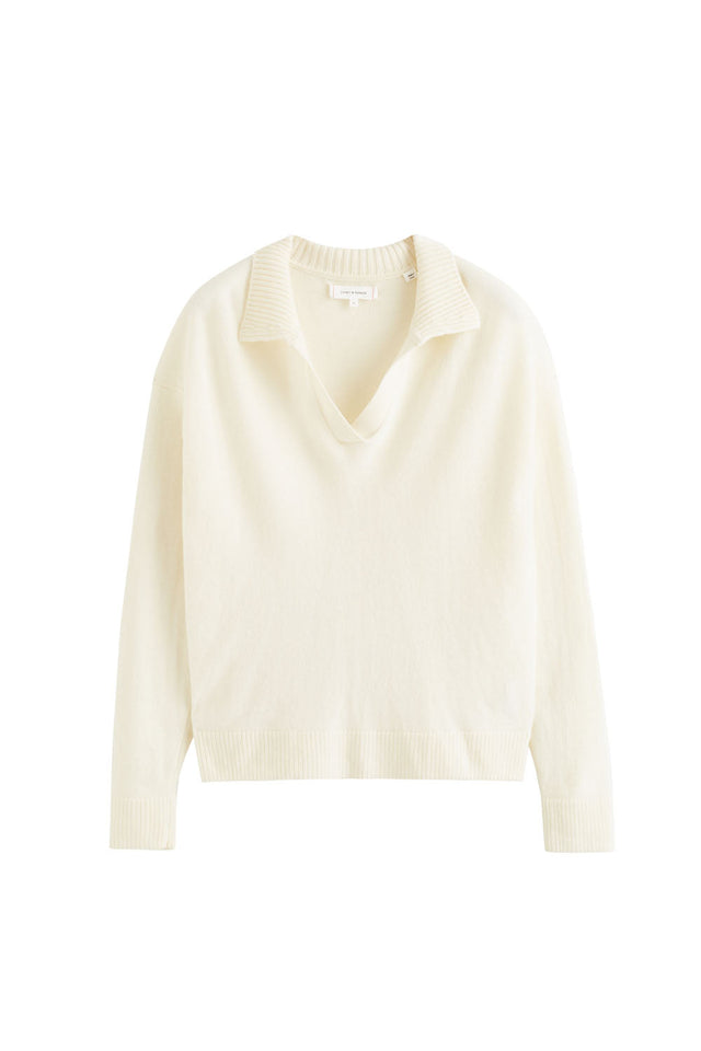 Cream Wool-Cashmere Collared Sweater image 4