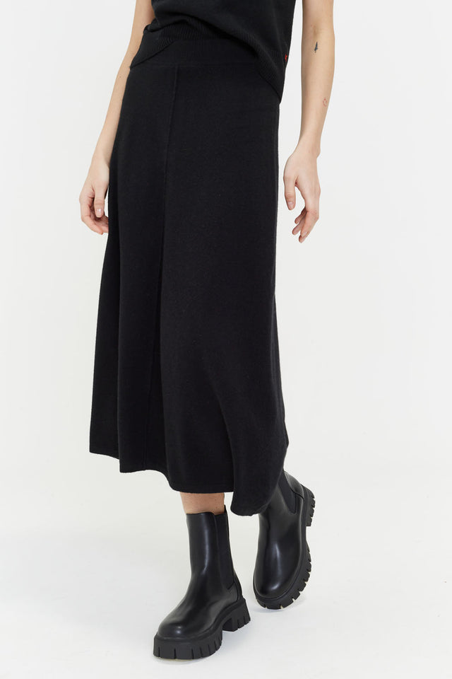 Black Wool-Cashmere Midi Skirt image 2