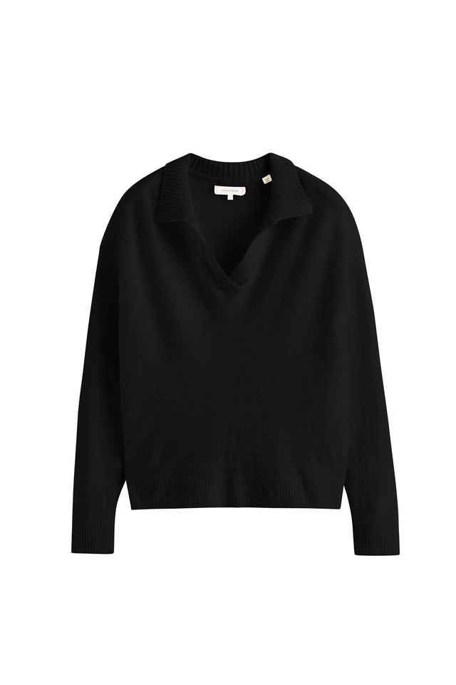 Black Wool-Cashmere Collared Sweater image 2