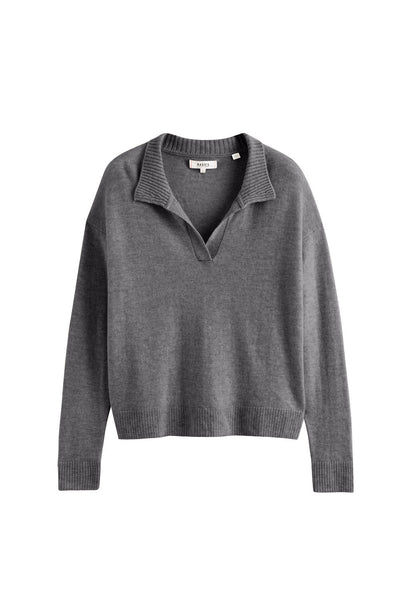 Grey Wool-Cashmere Collared Sweater