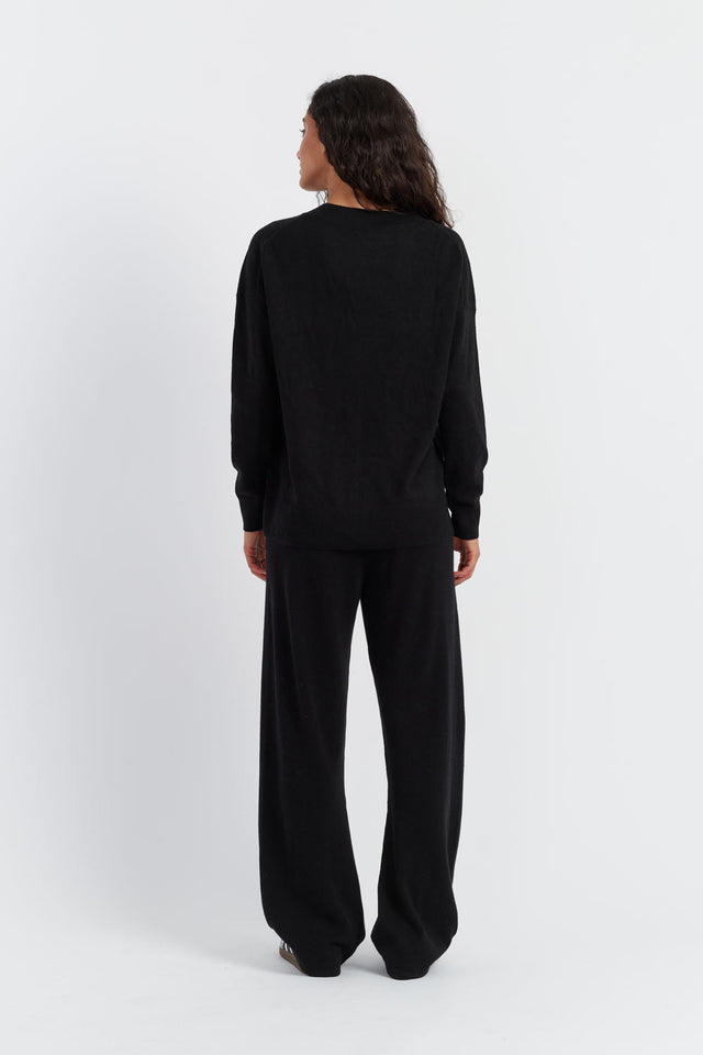 Black Wool-Cashmere Slouchy Sweater image 3