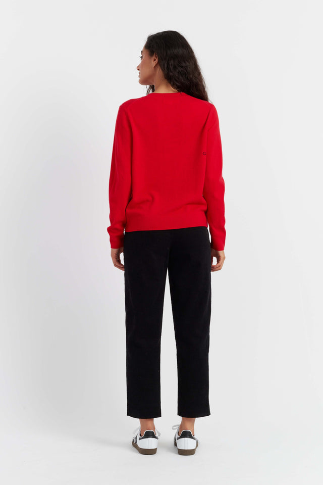 Red Wool-Cashmere Snoopy Badge Sweater image 2